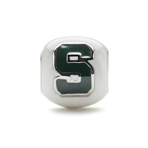 Michigan State Spartan White Block S Bead Charm Jewelry - Stainless Steel