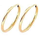 14k Gold Endless Hoop Earrings 1 x 14 mm