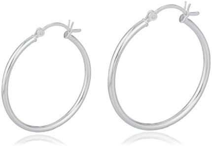 Real 925 Sterling Silver 1.25 Inch and 2 Inch Hoop Earrings Set [Jewelry]