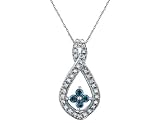 White and Blue Diamond Pendant 1/3 Carat (ctw) in 14K White Gold