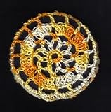 Yellow Multi Floral Crocheted Hair Bun Cover- MEDIUM