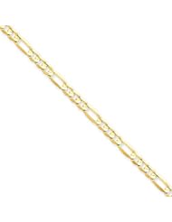 5.00 mm Solid 14K Yellow Gold High Polish Classic 3 + 1 Figaro Link Chain Necklace 16" - 30" Available