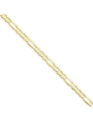 5.00 mm Solid 14K Yellow Gold High Polish Classic 3 + 1 Figaro Link Chain Necklace - 24 inches
