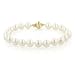 14k Yellow Gold with 7-7.5mm White Akoya Cultured Pearl Bracelet, 8"