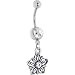 Jewelry : Gerber Daisy Crystalline Gem Dangle Belly Ring