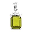 14K White Gold Peridot and Diamond Pendant