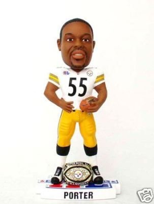SUPER BOWL XL CHAMP PITTSBURGH STEELERS RARE JOEY PORTER #55 Ring Bobblehead