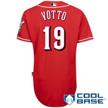 MLB Men's Cincinnati Reds Joey Votto Six Button Cool Base Authentic Alternate Jersey (Scarlet, 44/Large)