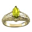 14K Yellow Gold Peridot and Diamond Ring