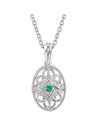 GENUINE EMERALD PENDANT WITH 18 INCH CHAIN RODIUM FINISH STERLING SILVER
