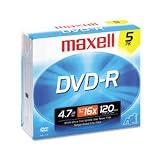 Maxell 4.7 GB Gold DVD-R Disc. Maxell DVD-R Recordable Discs with Jewel Cases, 4.7 GB, Gold, 5/Pack. Maxell 638002