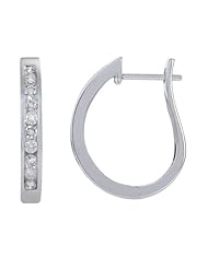 14K White Gold 0.32ct Simply Single Row Channel Set Diamond Huggie Post Earrings