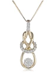 14k Yellow Gold Diamond Love Knot Pendant Necklace (1/4 cttw, H-I color, I1-I2 Clarity), 18