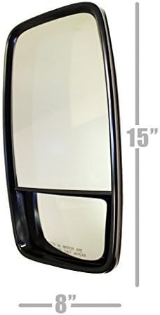LUCERIX Mitsubishi FUSO - 15"x8" West Coast-Mirror - Hand Set - 2 in 1 - Driver INBOARD / LH Side Mirror - 7/8" (22mm) Tube-style Clamp