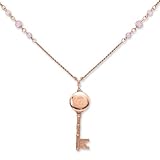 1928 Copper-tone Pink Crystal Key Locket 22 Inch with Extension Necklace