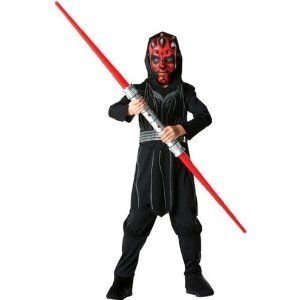 Star Wars Darth Maul costume. Media 5-6 anni. Tunica con cappuccio, pantaloni e maschera