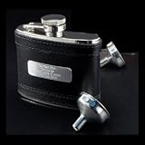 Review PSUK  / Black Leather Hip Flask In Gift Box. Can be personalised with up to 45 characters/letters