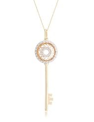 10k Yellow Gold Rose Gold Key Diamond Pendant Necklace (1/7 cttw, I-J Color, I2-I3 Clarity), 18