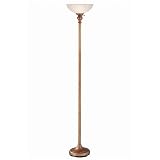 Lite Source LS-80200G/BRZ One Light Torchiere Floor Lamp in Gold Bronze with Cloud Glass
