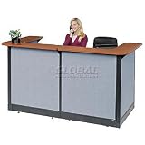 88Wx44 D Reception Station W/ Non-Electric Raceway Cherry Counter, Blue Panel