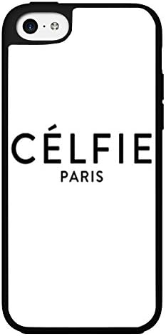 Black "Célfie Paris" Words on White Background Hard Snap on Phone Case (iPhone 5c)