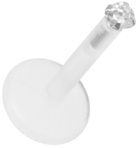 A-Tiny Lip Ring-1.5mm Clear Round BioFlex Labret Stud 18g-16g-Monroe Piercing Jewelry-Tragus Earring