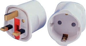 TRAVEL ADAPTOR - European (Schuko) 2-Pin to UK 3-Pin Mains Infrastructure