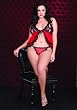 Plus Size 2Pc. Lace Tie Front Peek-A-Boo Baby Doll W// G- (Red/Black-Plus Size)
