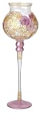Filigree Lilac Tall Tulip Hand Painted Glass Candle Holder