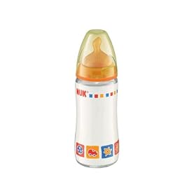 NUK First Choice 240ml Glass Feeding Bottle with Latex Teat (Size 1)