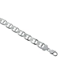 Sterling Silver Italian Flat Mariner Chain Necklaces & Bracelets 13.5mm Nickel Free, sizes 7 - 30 inch