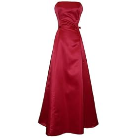 Buy 50's Strapless Satin Long Gown Bridesmaid Prom Dress Holiday Formal by PacificPlex