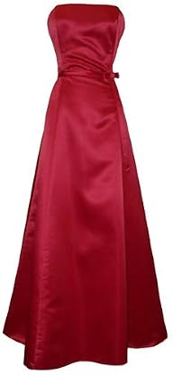 50′s Strapless Satin Long Gown Bridesmaid Prom Dress Holiday Formal Junior Plus Size