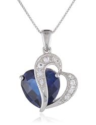 Sterling Silver Gemstone and Created White Sapphire Heart Pendant Necklace (6.70 cttw)