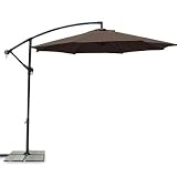 Deluxe Round Adjustable Cantilever Patio Market Umbrella – Chocolate