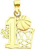 14K Gold #1 Basketball Player Hoop & Charm