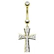 14 karat gold cross belly button ring