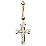14 karat gold cross belly button ring