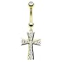 14 karat gold cross belly button ring