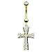 14 karat gold cross belly button ring