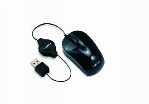 Toshiba Retractable Mini Mouse, Gloss Black