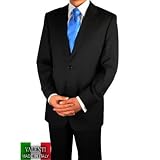 Classic Black Hand Tailored Italian Mens Suit by Valenti Made in Italy Super 150 Worsted Wool - 2 Button Jacket - Complete Suit w/ Blazer and Pants for Business and Year Round Use