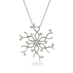 Elegant Silver and CZ Snowflake Pendant