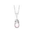 14K White Gold 0.04 ct. Diamond and Fresh Water Pearl Pendant with Chain