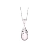 14K White Gold 0.04 ct. Diamond and Fresh Water Pearl Pendant with Chain
