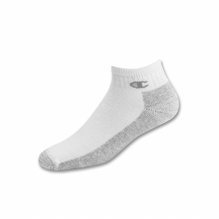 White Champion Double Dry High Performance mens Full Cushion Quarter Socks 3-Pack - Size 10-13