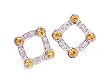 14k White Gold Yellow Sapphire & Diamond Stud Earrings Ct.tw 0.65