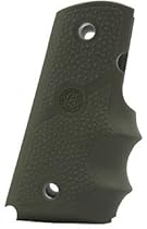 Hogue Colt Officers Pistol Rubber Grip with Finger Grooves - Olive Drab Green