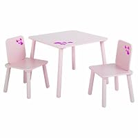 KIDS Room Furniture: Pretty Pink Purple hearts Children's Girl's Wooden 2 x Chairs and Table Seatings Set