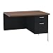 Office Products : 34000 Series Metal L Workstation Right Return, Walnut/Black, 42x24